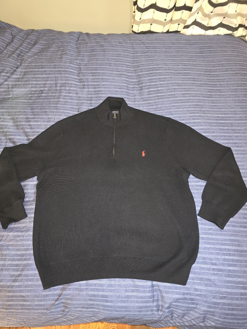 XXL - Polo by Ralph Lauren Men’s Black Half-Zip Sweater with Red Pony